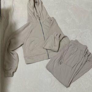 Beige Hoodie and Jogger Set